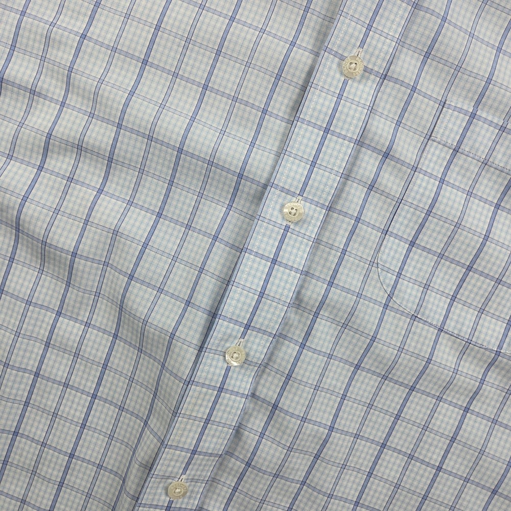 Brooks Brothers Mens XL Blue Plaid Supima Cotton Non-Iron Short Sleeve Shirt - Picture 3 of 7
